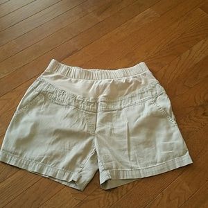 Tan maternity shorts